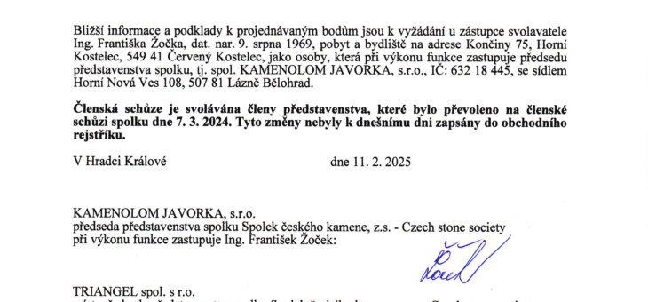 Členská schůze – pozvánka